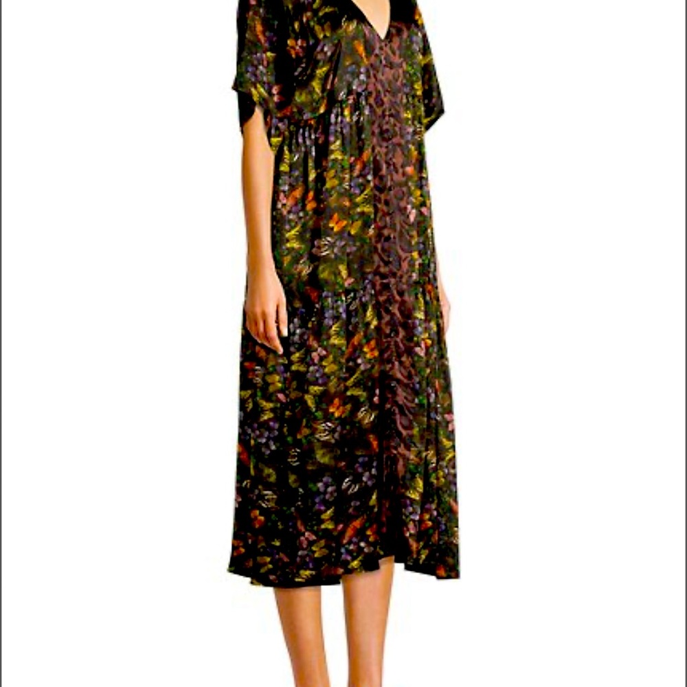 JOHNNY WAS  MIDNIGHT MARIPOSA SILK MIDI DRESS 🌸🌹❤️ GORGEOUS DRESS 🎁 MEDIUM